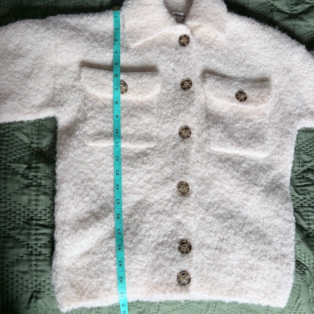 Madewell Jill Bouclé-Knit Sweater Jacket in Alabaster Ivory XS - Picture 8 of 9